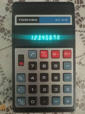 Toshiba BC-818 electronic calculator used, vintage collectible