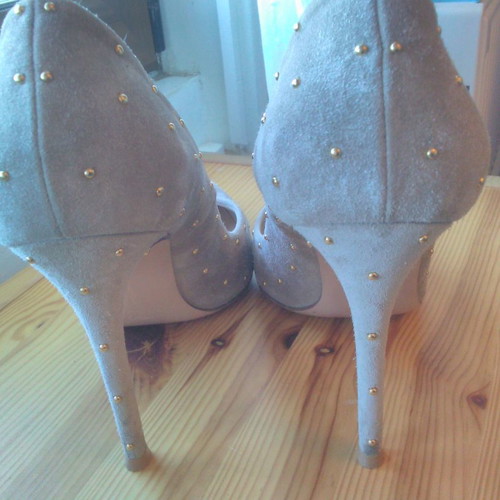 Gianvito Rossi suede pumps used, beige gold, size 38.5