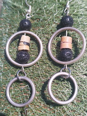 Handmade earrings like new, gray tin metal