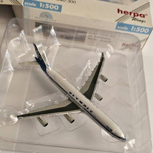 Herpa Olympic Airways Airbus A340-300 diecast model like new with box