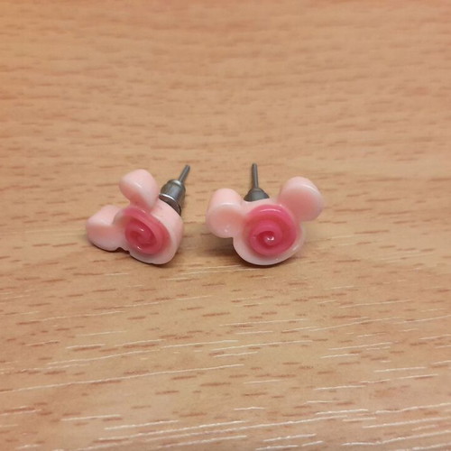 Mickey Mouse stud earrings pink new, pair