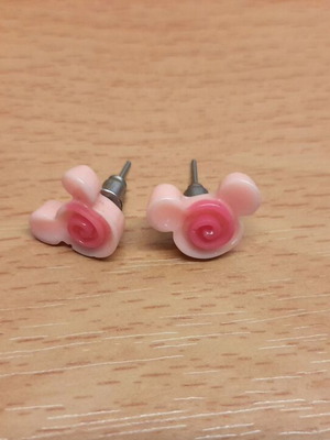 Mickey Mouse stud earrings pink new, pair