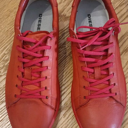 Diesel Naptik men's sneakers size 45, tango red leather, like new