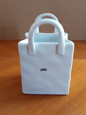 Cilio Dekotasche Maxi ceramic vase pot, white, vintage