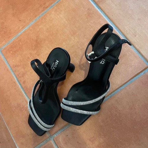 Migato high-heeled sandals with rhinestones, like new, size 38