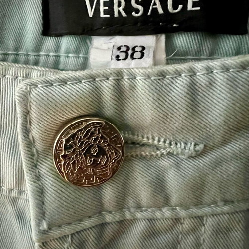 Gianni Versace Straight Leg Pants Light Mint Green New