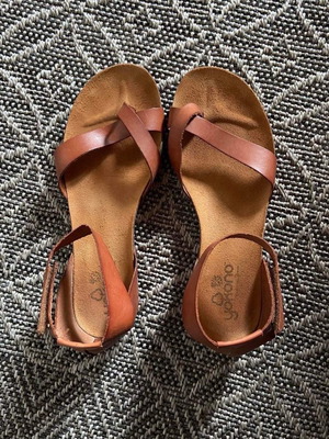 Genuine leather sandals used, brown, size 40, flip-flops