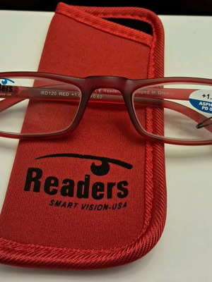 Readers presbyopia glasses red +1.00 new