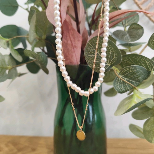 H&M double necklace like new, white and gold