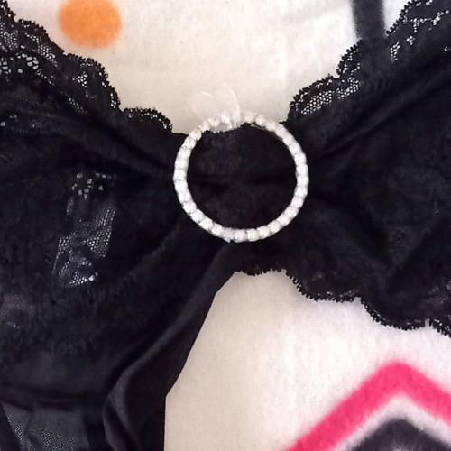 Lace thong slip new with diamond detail, size L/XL