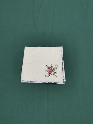 Hand-embroidered napkin used, from 1960 era