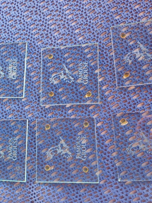 Glass coasters with some minor damage