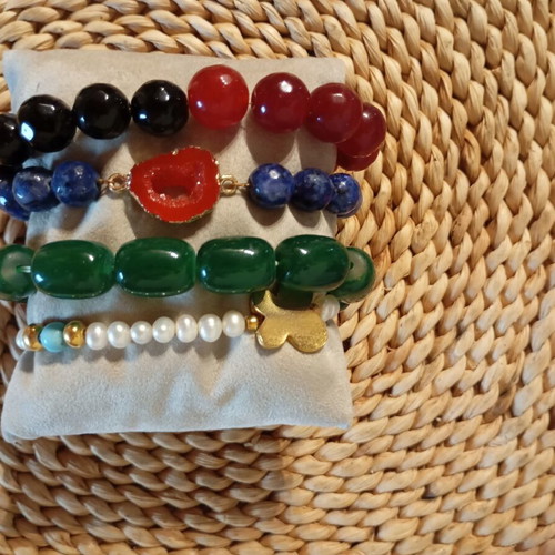 Bracelets set of 4 with natural stones, new, multicolor