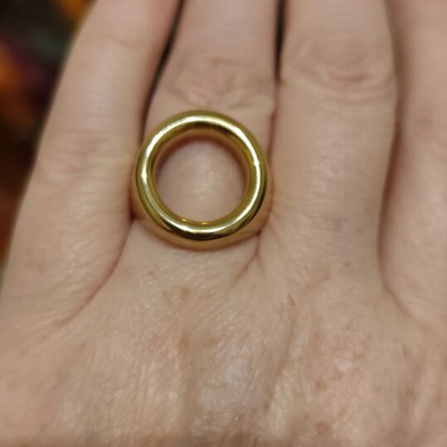 Gold ring new, stainless steel, size 8, circular design