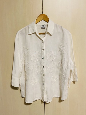 Luisa Oversized Linen Shirt white, new, 3/4 sleeve