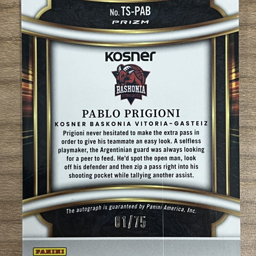 2025-26 Panini Select Euroleague Basketball Pablo Prigioni Autograph Card like new