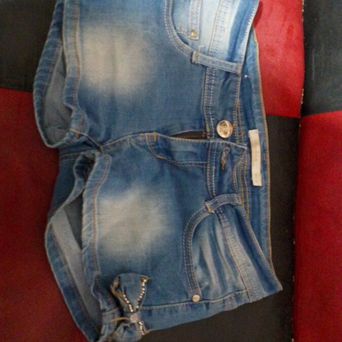 Denim shorts for girls like new, blue with silver strass