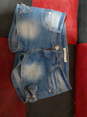 Denim shorts for girls like new, blue with silver strass