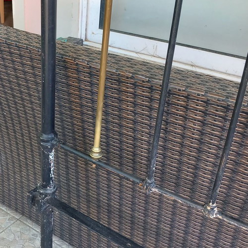 Old metal bed headboard used