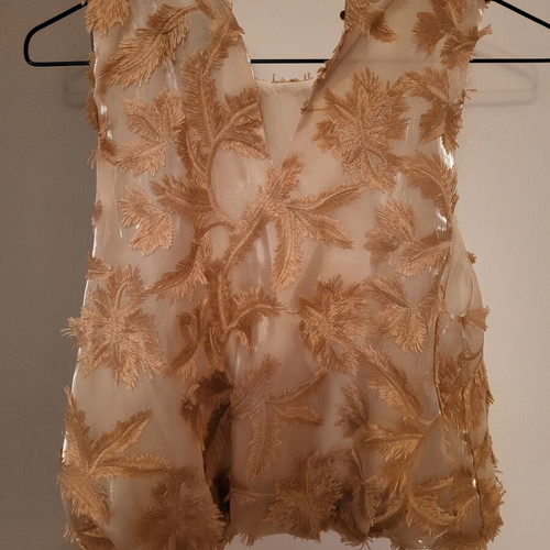 Zaras Blouse New Size M Beige Gold