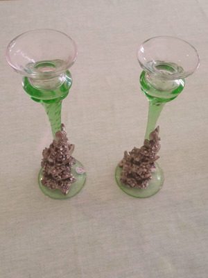 Κηροπήγια La Meridiana Art Glass με επικάλυψη ασημιού 925, ζευγάρι