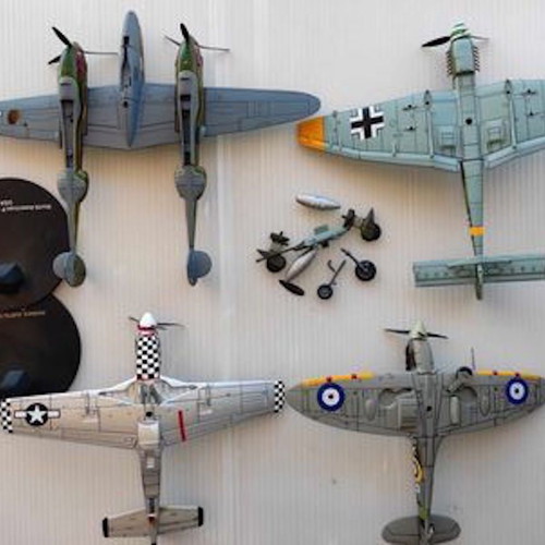 Metal warplanes used, set of 4 Stuka Mustang Spitfire Lockheed P-38
