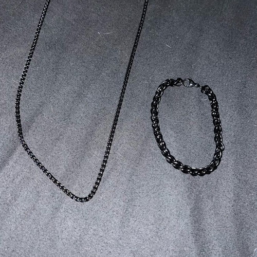 Necklace and bracelet set black, new, stainless steel