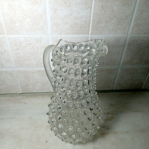 Vintage Hobnail glass pitcher like new with embossed design