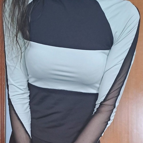 Athletic top black and mint green mock neck like new