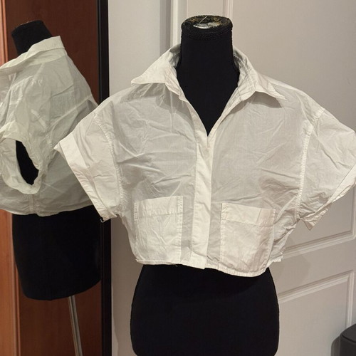 Zara crop top shirt white, size S, like new