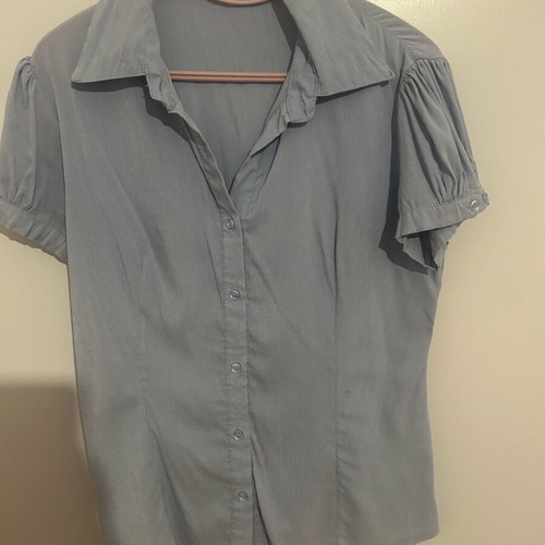 Blue shirt S/M used with soft collar and discolored armpits