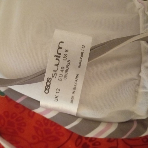 ASOS Swim Triangle Bikini Top striped size EU 40 UK 12 like new
