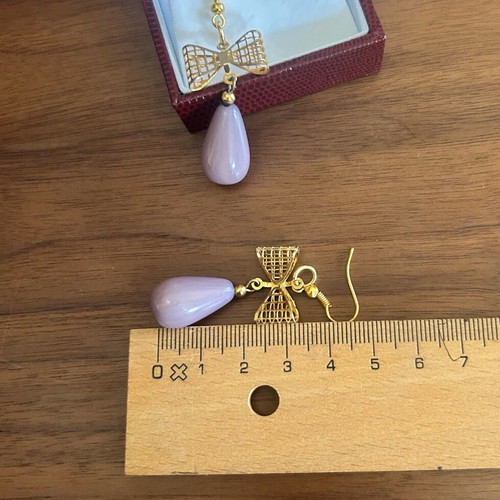 Vintage 90’s hanging earrings like new, purple lilac and gold