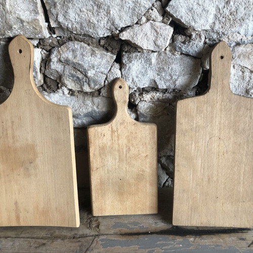 Vintage set of three wooden cutting and serving boards
