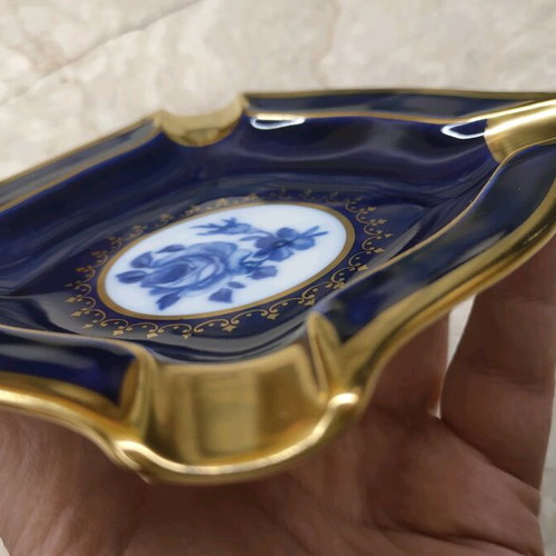 Royal Porzellan Bavaria KPM Vintage Ashtray like new with cobalt and gold