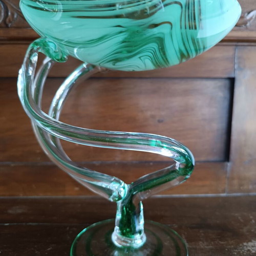 Vintage bonbonniere made of blown glass Krosno like new