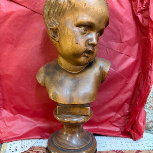 Signed wooden carved statue like new