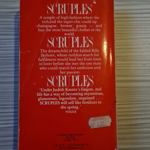 Book Scruples used, Judith Krantz, 1982