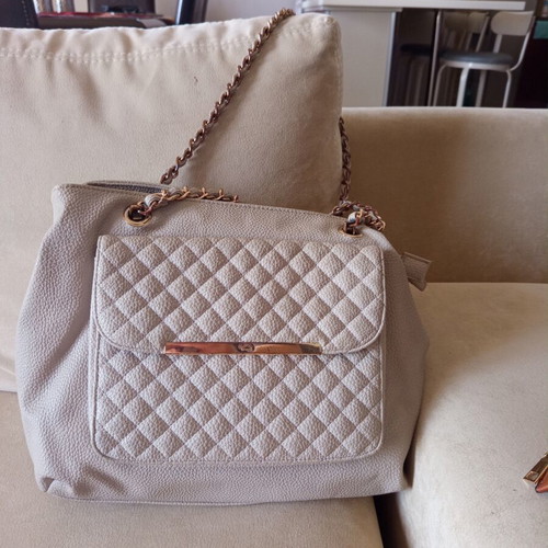 Carpisa shoulder bag used, beige with animal lining