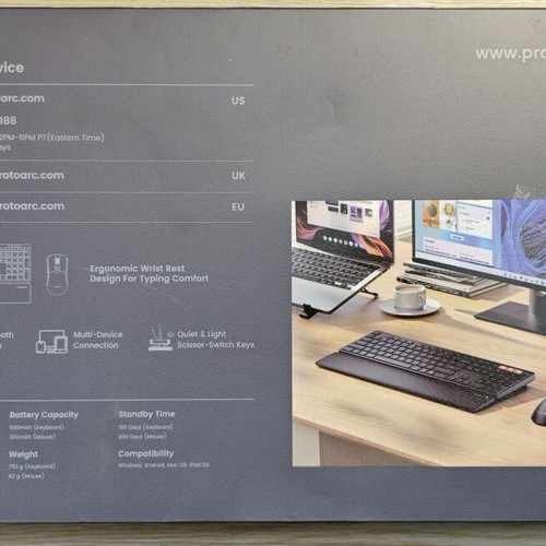 ProtoArc Bluetooth Wireless Keyboard and Mouse Rechargeable QWERTZ Layout