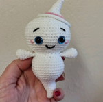 Crochet Casper doll with hat, new