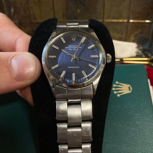 Rolex Air King 5500 1968 watch used, all original, blue dial