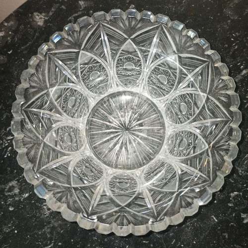 Crystal vase bowl vintage used, 25 cm diameter