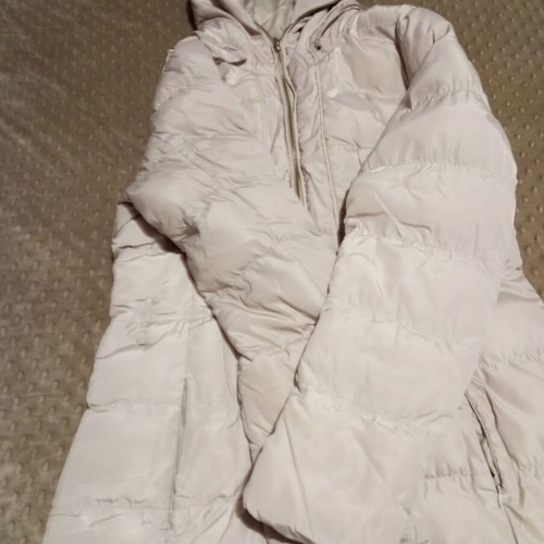 Girls' long beige jacket like new with hood