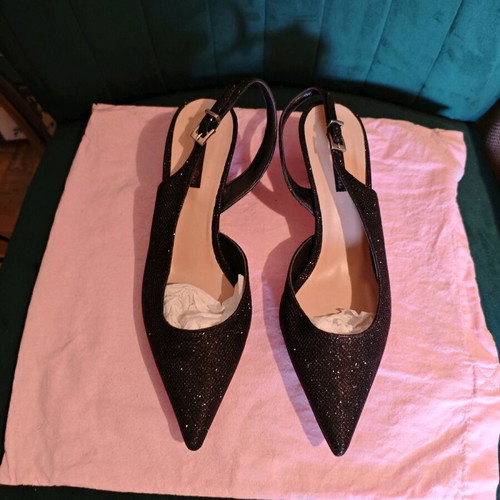 Black glitter sling-back heels size 41 like new