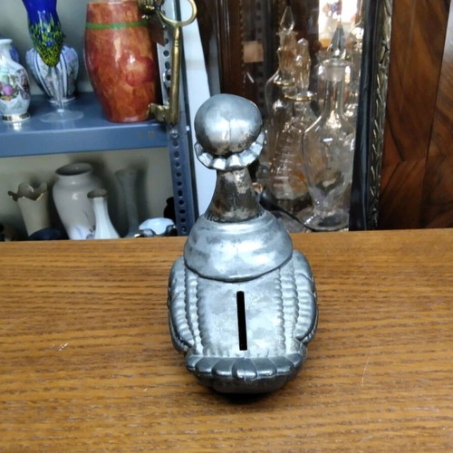 Iron Duck Tabletop Piggy Bank like new, silver color 17x14x9 cm
