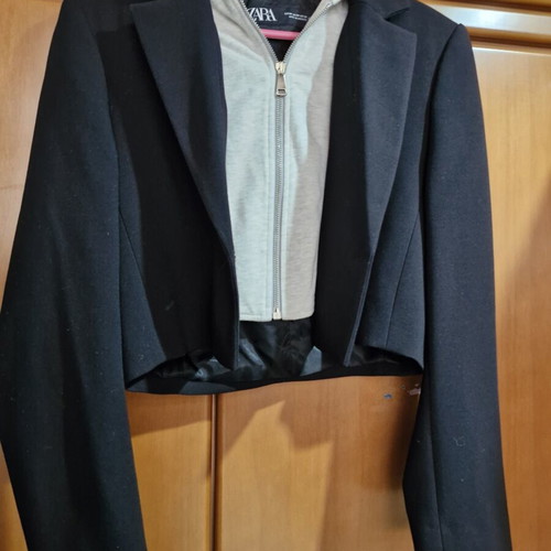 Zara black jacket set with grey hooded vest XS like new