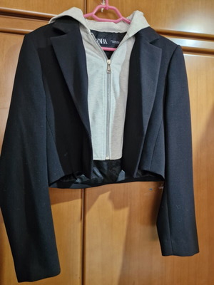 Zara black jacket set with grey hooded vest XS like new