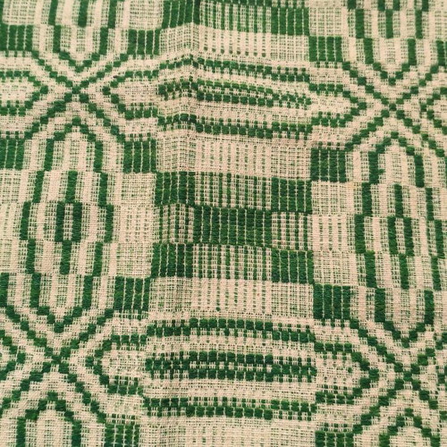 Handmade Vintage Loom-Woven Blanket 1960, 2.07x2.00 m, cotton