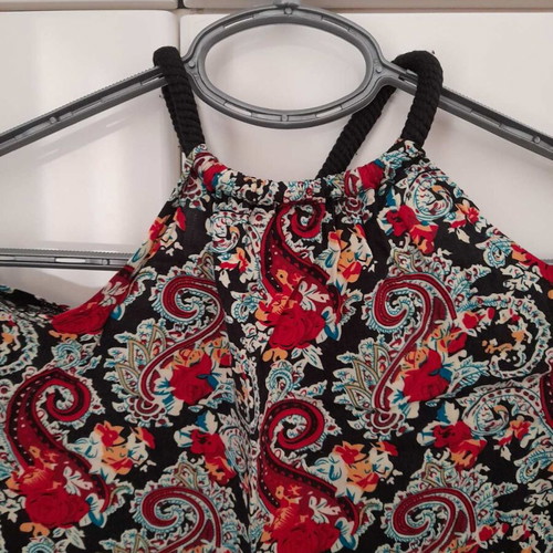 Emprime dress with neck tie and open back like new, size L